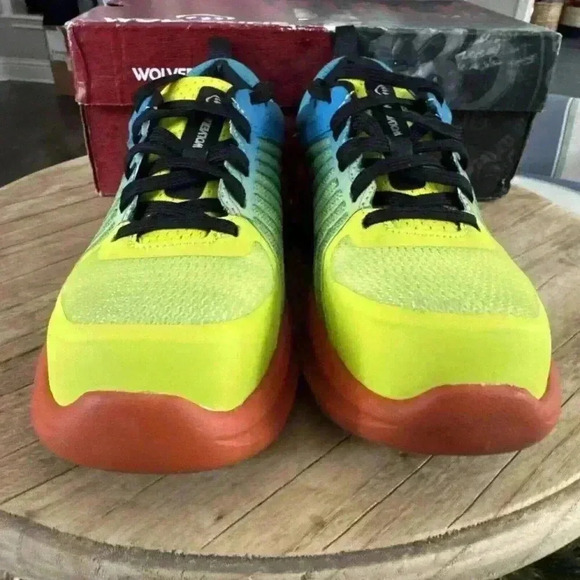 Wolverine Bolt Durashocks Shoes Carbonmax Safety Toe Yellow Blue Women Sz 8.5 - Picture 5 of 8